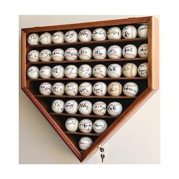 【中古】【インポート品・未当て嵌める】43ベイスボールボールディスプレイケースキャビネットホルダーラックホームプレートShaped w / 98?% UV protection- Lockable
