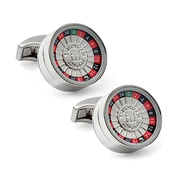 【中古】【インポート品・未当て嵌める】Tateossianステンレス鋼スチール写真Spinning Roulette Wheel Cufflinks