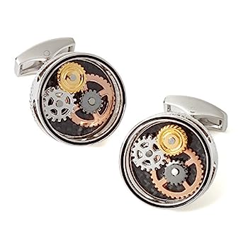 【中古】【インポート品・未当て嵌める】Tateossian機械類歯車炭素Cufflinks one-size しろがね色