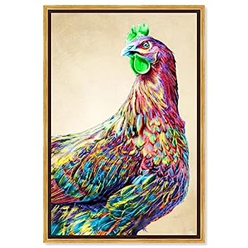 【中古】【輸入品・未使用】カントリーファームハウス キャンバスプリント絵画 アニマルウォールアート \'Fun Colorful Glam Rooster\' ゴールドフレームキャンバス 素朴なホ｜スカイマーケットプラス