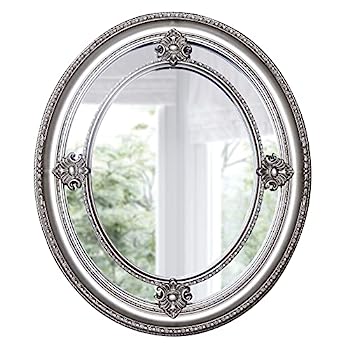 【中古】【インポート品・未当て嵌める】Sheffield Home バロックオーバルウォールミラー 22x27in しろがね色