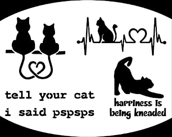【中古】【輸入品・未使用】猫デカール4枚パック:猫ハートビート Tell You Cat I Said psps キャットハート Happiness is Being kneaded デカール (S~3.5インチ ブラック)｜スカイマーケットプラス