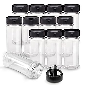 【中古】【輸入品・未使用】(160ml, Black) - SALUSWARE - 12 PACK - 160ml with Black Cap - Plastic Jars Bottles Containers - Perfect for Storing Spice, Herbs and Po|スカイマーケットプラス