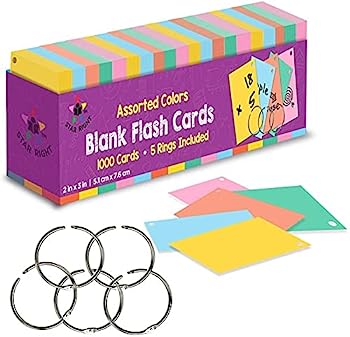 【中古】【輸入品・未使用】(Blank Flash Cards) - Star Right Blank Flash Cards with Rings in Assorted Colours; 1000 Index Cards - Single Hole Punched with 5 Rings,