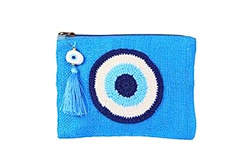 【中古】【輸入品・未使用】Evil Eye ジュート 小さなクラッチ/ポーチバッグ ターコイズビーチバッグ ジッパーギフトバッグ タッセル付き|スカイマーケットプラス