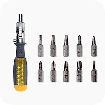 【中古】【輸入品・未使用】KER 11 in 1 ラチェット マルチツール ドライバー 多機能磁気ドライバー プロフェッショナルアングルドライバー 修理ツール (イエロー)