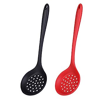 【中古】【輸入品・未使用】LARCISO ストレーナー スプーン 2ピース シリコン ノンスティック スロット付きスプーン 耐熱 除去 フィルタリング スキミング 料理 揚げ物 スト