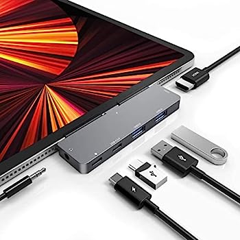 【中古】【輸入品・未使用】USB C HUB iPad Pro 11/12.9インチ 2021 2020 2018用 アダプター iPad Air 4.6インチ 1 iPad Proハブ 4K HDMI 3.5mmヘッドホンジャック付き 2 US｜スカイマーケットプラス