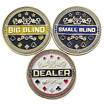 【中古】【輸入品・未使用】Luck Lab メタルポーカーボタン3個セット - ディーラーボタン、ビッグブラインド、スモールブラインドメタルウェイト(ポジションマーカー) Texas