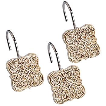 【中古】【輸入品・未使用】(Beige) - Creative Scents Shower Curtain Hooks Set of 12 Shower Set Rings 100% Rust Free -for Bathroom Shower Curtain Rod Victoria Coll|スカイマーケットプラス
