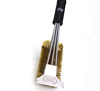 【中古】【輸入品・未使用】高耐久BBQグリル 真鍮クリーニングブラシ ビルトインスクレーパー付き 大型トリプルヘッド あらゆる燻製グリルグレートに最適 特にデリケートな