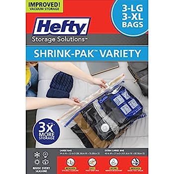 【中古】【インポート品・未当て嵌める】Hefty シュリンクパック ? 3つのLと3つのXL無意味さシールストレージバッグ ? お召しもの、枕、西洋手ぬぐい、ブランケット用のスペースセーバーバッグ L大きさ3枚とXL