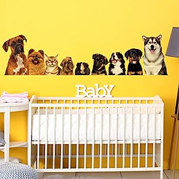 【中古】【輸入品・未使用】犬の壁のステッカー、30×120cm アート ペット デカール 装飾 ビニール ホームデコレーション 子犬 猫 リビングルーム 絵画 キッチン ペット 動