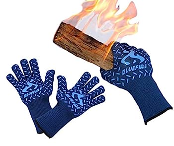 【中古】【インポート品・未当て嵌める】(Men\u0027s Size, Blue) - BlueFire Heat Resistant Cooking, Grilling, Welding Gloves -Great for BBQ Grill, Oven Mitts, Big Green Egg, Firepla