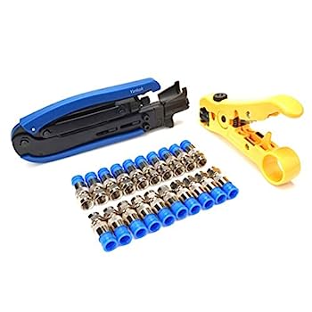 【中古】【輸入品・未使用】Yankok [同軸ケーブルクリンパーキット] 同軸クリンパー、ケーブルストリパーカッター、20個のFコネクタ付き RG6 RG11 RG59 F81 RCA圧縮クリンプ