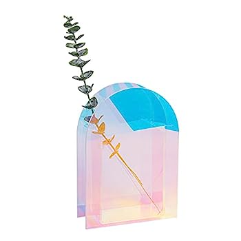 【中古】【輸入品・未使用】玉虫色 アクリル花瓶 造花 フェイクユーカリ 植物 葉 オフィス ホームインテリア コンテンポラリー テーブルトップ ミニマリスト 幾何学模様 ミ