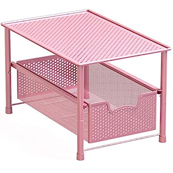 【中古】【輸入品・未使用】Simple Houseware 積み重ね可能 シンク下キャビネット スライドバスケット オーガナイザー 引き出し ピンク｜スカイマーケットプラス