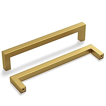 【中古】【輸入品・未使用】Haliwu キャビネット取っ手 10個パック つや消し真鍮 キャビネット取っ手 6-1/4インチ ゴールドキャビネットハンドル 真鍮引き出し取っ手 正方形|スカイマーケットプラス