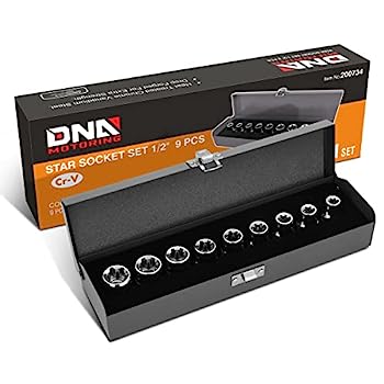 【中古】【輸入品・未使用】DNA Motoring TOOLS-00133 9ピース 1/2インチ ドライブ 外部トルクスソケットセット - E10 E11 E12 E14 E16 E18 E20 E22 E24 缶キャリーケース付