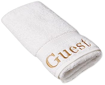 【中古】【インポート品・未当て嵌める】Linum Home Textiles 刺しゅう入り口・入口ゲストハンドタオル 2枚仕掛ける 白いこと/ゴールド