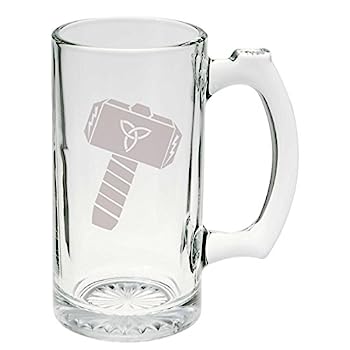 【中古】【輸入品・未使用】Thor's Hammer Norse Mythology Glass Stein Mug 740ml