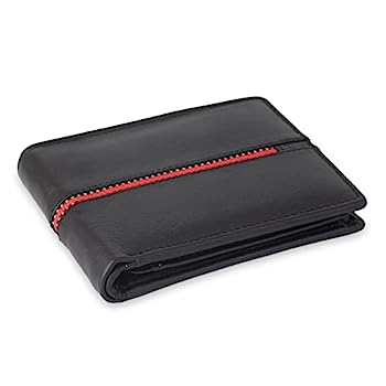 【中古】【輸入品・未使用】NOVICA ハンドメイド ブラック レザー メンズ 財布 Suave in Red'