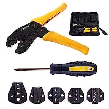 【中古】【インポート品・未当て嵌める】Toprema ラチェットワイヤ圧着物の具一揃いの道具 取り替えっこ能力のあるなダイ5個仕掛ける 縁切り非縁切りフェ置き目端子 明かり繋ぎ キャリーバッグ付き添い人