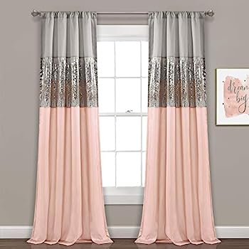 【中古】【輸入品・未使用】Night Sky Window Curtain Panel Single Gray/Blush 42X84