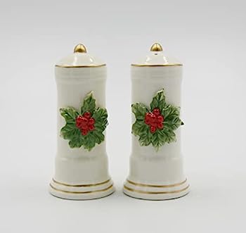 【中古】【輸入品・未使用】Cosmos Gifts 57019 ホワイト ゴールドヒイラギ塩コショウシェイカー塩・コショウ入れ