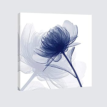 【中古】【輸入品・未使用】WiecoArt-キャンバスプリントレッド明滅する花モダンキャンバスウォールアート室内装飾用 24x24インチ レッド 20x20inch (50x50cm) ブルー Blue-