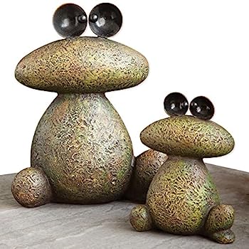 【中古】【輸入品・未使用】Bits and Pieces - 2つのカエルの庭の彫刻 庭 芝生 パティオ用 - 防水ガーデンデコレーションセット - カエルの像 - ミニマルなデザイン