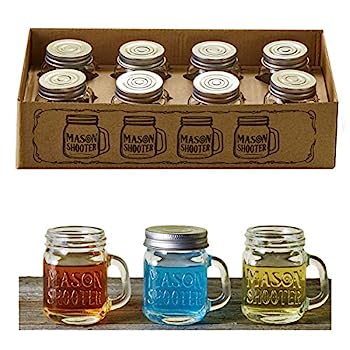【中古】【輸入品・未使用】Hayley Cherieテつョ - Mason Jar Shot Glasses with Lids (Set of 8) - Mini Mason Shooter Glass with Handles - 2 Ounces by Hayley Cherie|スカイマーケットプラス