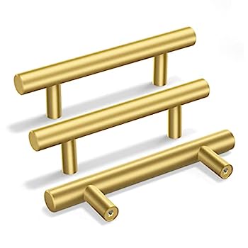 【中古】【輸入品・未使用】Goldenwarm ゴールドキャビネット引き出し取っ手 キッチン金具 201GD76 つや消し真鍮キャビネットハンドル Tバードアプルノブ 3インチ穴センター|スカイマーケットプラス