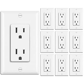 【中古】【輸入品・未使用】BESTTEN 15A デコレーター コンセントコンセント ウォールプレート付き 15A/125V/1875W TRなし UL認証 ホワイト 10個パック|スカイマーケットプラス