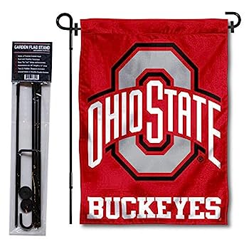 【中古】【輸入品・未使用】College Flags and Banners Co. オハイオ州バックアイズ ガーデンフラッグ スタンドホルダー付き