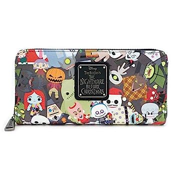【中古】【輸入品・未使用】Loungefly × ナイトメアー・ビフォア・クリスマス ちびキャラクタープリント ラウンドファスナー財布, マルチ, One Size|スカイマーケットプラス