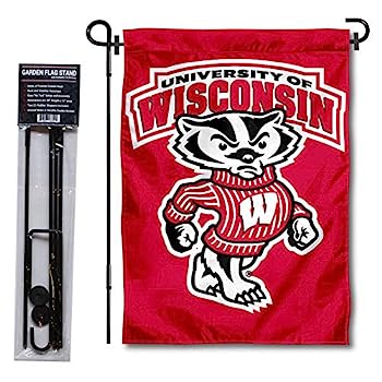 【中古】【輸入品・未使用】College Flags & Banners Co. ウィスコンシン大学 バッキーガーデンフラッグ スタンドホルダー付き