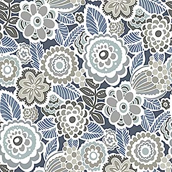 【中古】【インポート品・未当て嵌める】NuWallpaper NUS3160 ドリームオンネイビー ピール\u0026突っ支い棒壁紙、青み