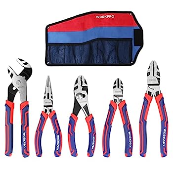 【中古】【輸入品・未使用】WORKPRO ペンチ 5点セット プレミアムCr-V構造 ロングノーズ 斜めカット 溝ジョイント スリップジョイント ラインマンペンチ 収納ポーチ付き 14,976円