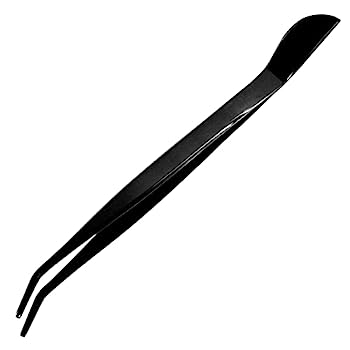【中古】【輸入品・未使用】KAKURI 盆栽ピンセット カーブ鋸歯先 へら付き 8.8インチ プロ盆栽ツール 日本製 ステンレススチール ブラックコーティング 日本製