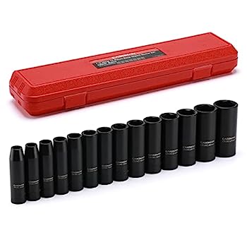 【中古】【輸入品・未使用】CASOMAN 1/2インチ ドライブ ディープインパクトソケットセット 14点セット 10mm-27mm CR-MO メトリック 頑丈な収納ケース