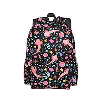 【中古】【輸入品・未使用】マッシュルーム 菌類 自然 スタイリッシュ バックパック 調節可能なパッド入りショルダーストラップ付き デイパック 大学旅行用, アクソロトル,｜スカイマーケットプラス