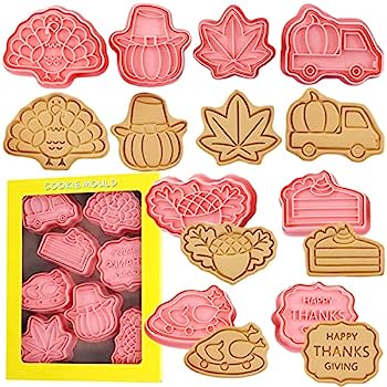【中古】【輸入品・未使用】Crethinkaty 感謝祭 クッキーカッターセット 8ピース プラスチックビスケットカッター ローストチキン ケーキ 七面鳥 カボチャ ヘーゼルナッツ