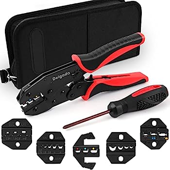 【中古】【輸入品・未使用】Delgada ラチェットワイヤ圧着ツールキット 5つの交換可能なジョーワイヤクリンパーツール ドライバーキャリーバッグ付き 熱収縮用圧着プライヤ