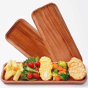 【中古】【輸入品・未使用】VieWood 無垢材 サービングトレイ 3点セット (14 x 5.5インチ) 安全 長方形 木製サービングプラッター 室内装飾 フルーツ 食品 野菜 チーズボー