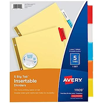 【中古】【インポート品・未当て嵌める】(5 Tab, 48-pack) - Avery Big Tab Insertable Dividers, Buff Paper, 5 Multicolor Tabs, Case Pack of 48 Sets (11109)