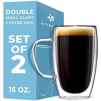 【中古】【輸入品・未使用】Drinking Glasses Coffee or Tea Glass Mugs Set of 2-440ml Double Wall Thermo Insulated Cups with Handle, Latte Cappuccino Espresso Glass