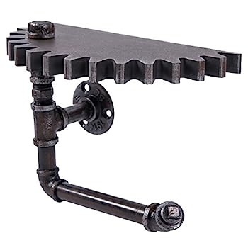 【中古】【輸入品・未使用】Wall Mounted Floating Shelf, Steampunk Industrial Metal Pipe Rack with Gear Design Wood Shelf