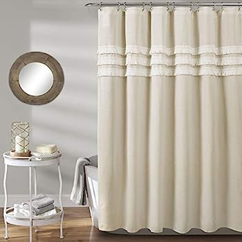 【中古】【インポート品・未当て嵌める】Ciel Tassel Shower Curtain Neutral 72X72