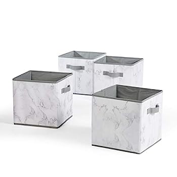 【中古】【輸入品・未使用】Urban Shop 大理石ストレージキューブ 4個セット グレー/ホワイト